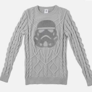 Disney Parks Star Wars Stormtrooper Grey Cable Knit Sweater